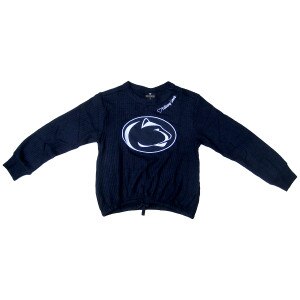 navy youth girls waffle knit long sleeve Penn State Nittany Lions shirt